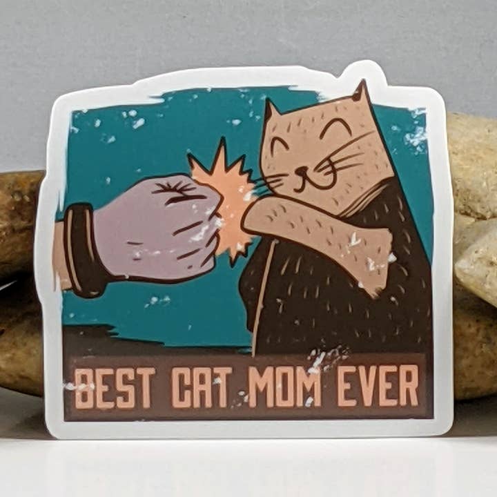 Best Cat Mom Ever Worn Design Sticker - 2.5" for wholesale by Mimic Gaming Co