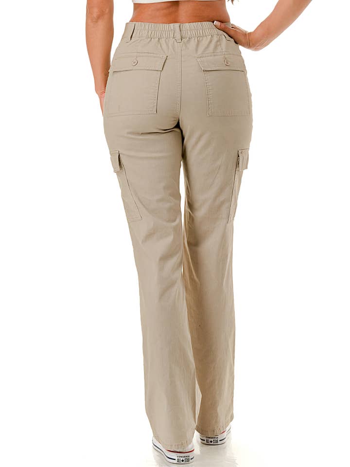 Color 5 - Wholesale Broek - Dames - Gekleurde, geweven cargobroek met rechte pijpen en verstelbare tailleband10