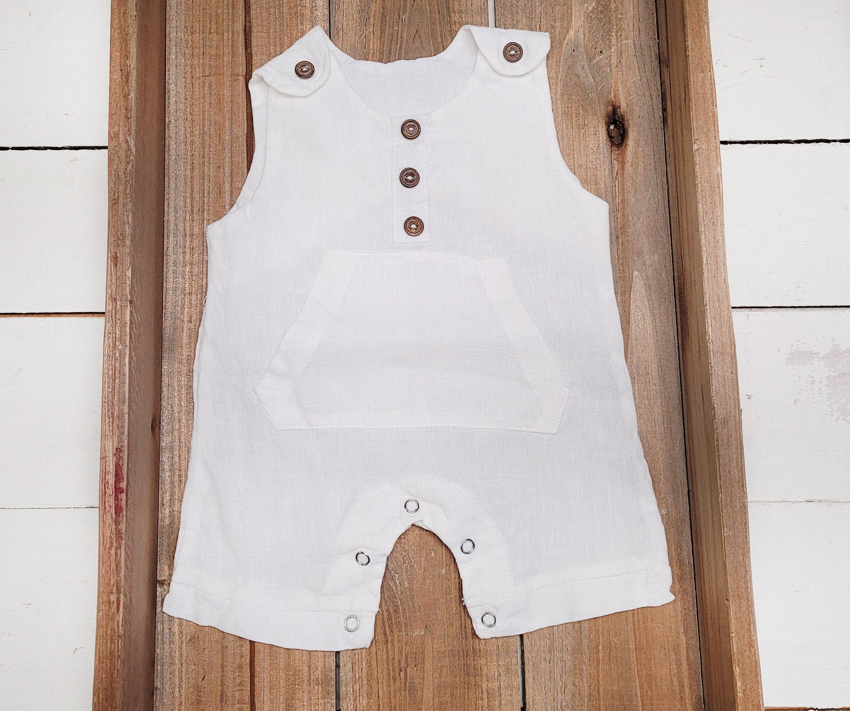 OLIVE & CRADLE - Wholesale Jumpsuit - Baby - Boys Classic Summer Linen Romper | Pierre SHORTS *|* Discontinued4