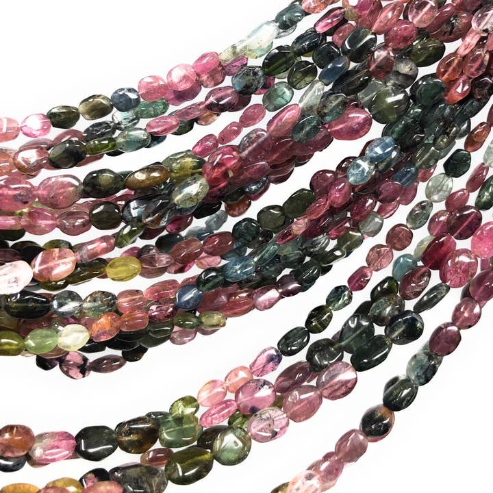 Perles de pierres gemmes de tourmaline, perles ovales de couleur pastèque, fournitures de bijoux, gros perles en vrac pour la fabrication de bijoux, 13" brin pour la vente par Akstar Gems