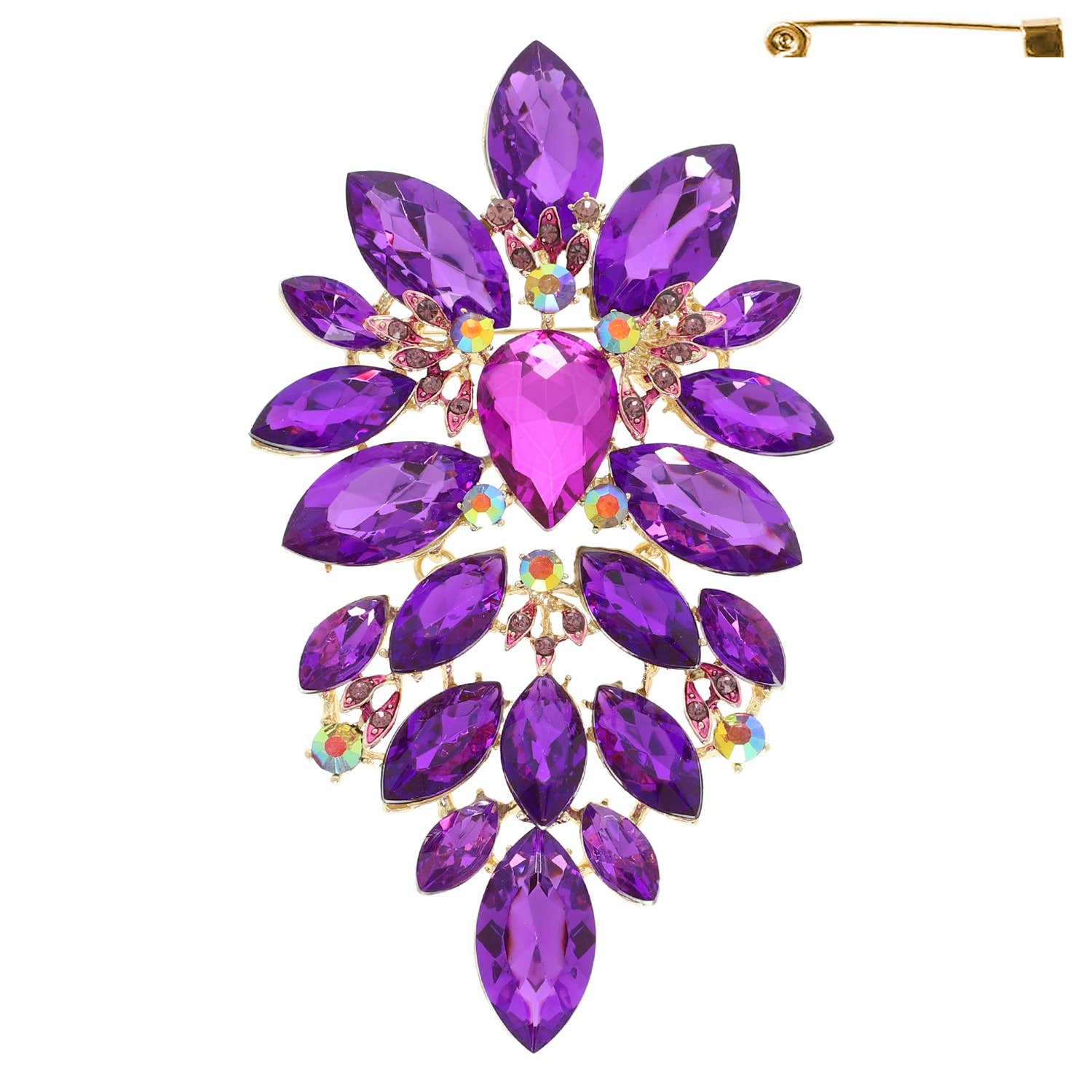 SP Sophia Collection - Wholesale Brooch - Floral Geo Shape Jeweled Cluster Brooch Pin 5