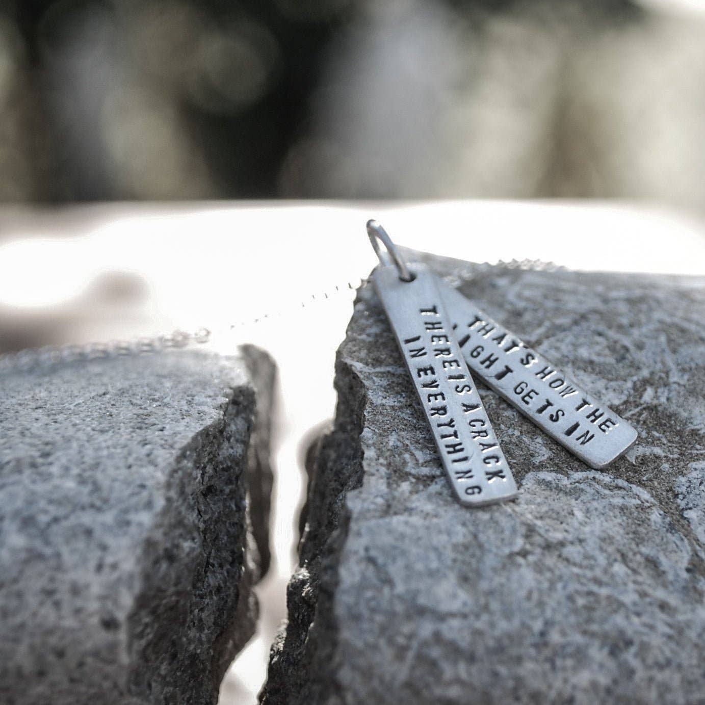 Chocolate and Steel - Wholesale Pendant/Charm Necklace - There's a crack in everything; that's how the light gets in - Leonard Cohen Quote Necklace1