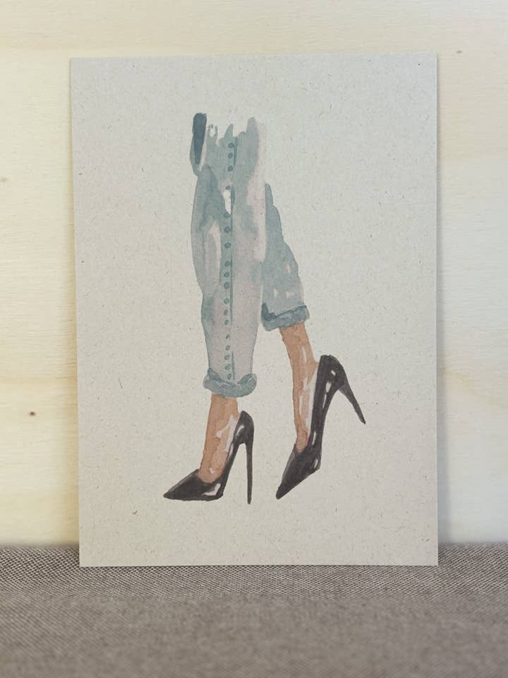 Watercolor greeting card A6 (10.5x14.8) | high heels jeans for wholesale by Li La Lore