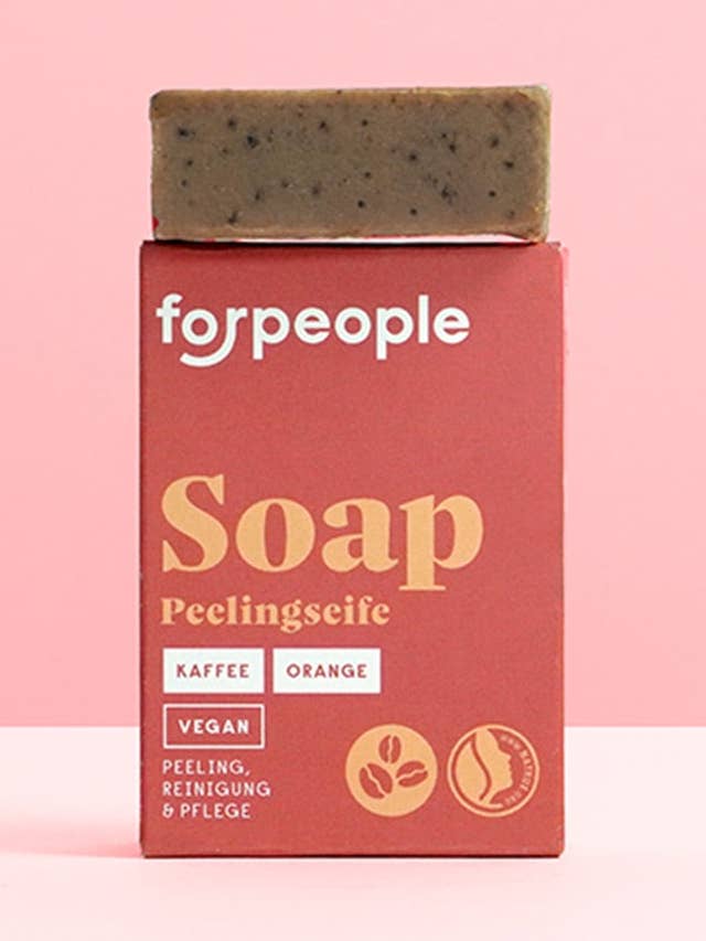 Sapone solido esfoliante - Caffè & Arancia per la vendita all'ingrosso da parte di forpeople skincare GmbH