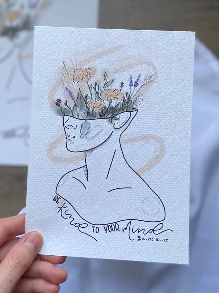 Be Kind To Your Mind Art Print for wholesale by Jessi's Messes