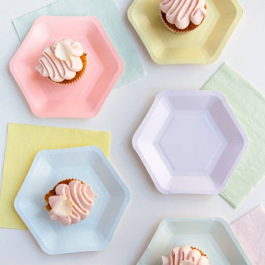 Talking Tables USA - Wholesale Disposable Plate - Pastel Hexagonal Plates - 12 Pack | Party Plates |1