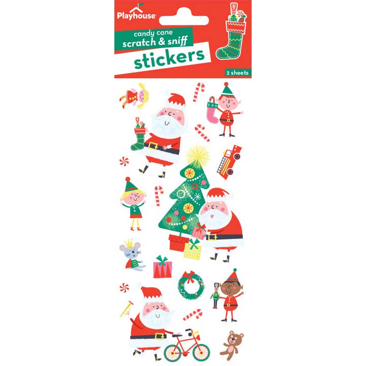 Paper House Productions - Wholesale Sticker - Scratch and Sniff Stickers - Candy Cane Santas