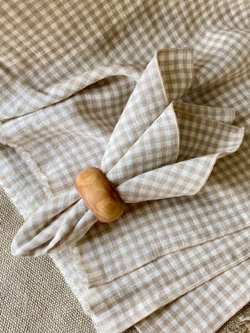 Natuurlijke linnen geruite servet voor wholesale door Lina Luxe