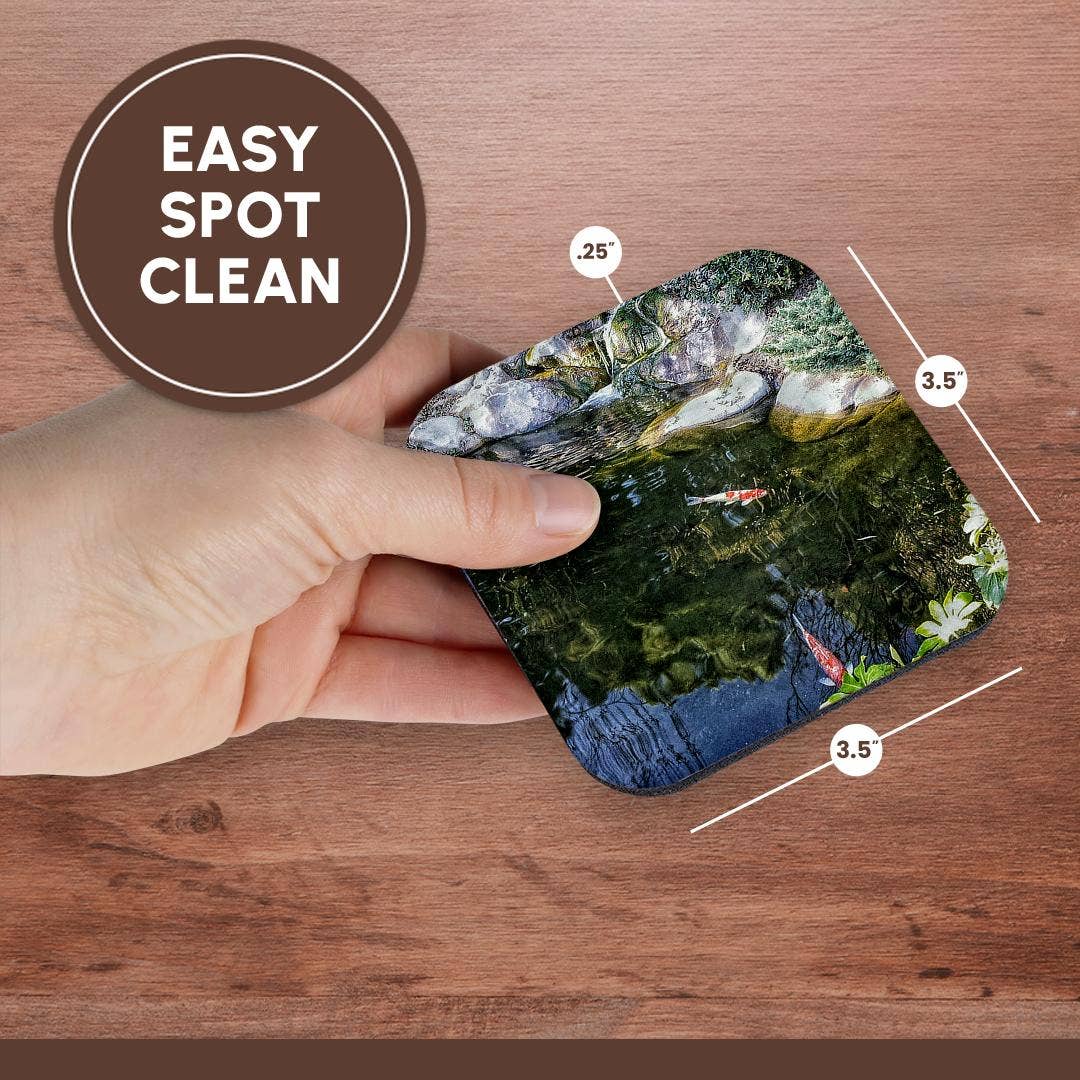 3dRose - Wholesale Coasters - 3dRose, Lovely color photo of a serene koi pond, Coaster13