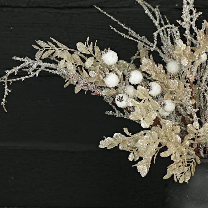 Impressive Enterprises, Inc. - Wholesale Christmas Decoration - 510193- 21in Bush-Icy Sparkle White Leaves with Snowberry6