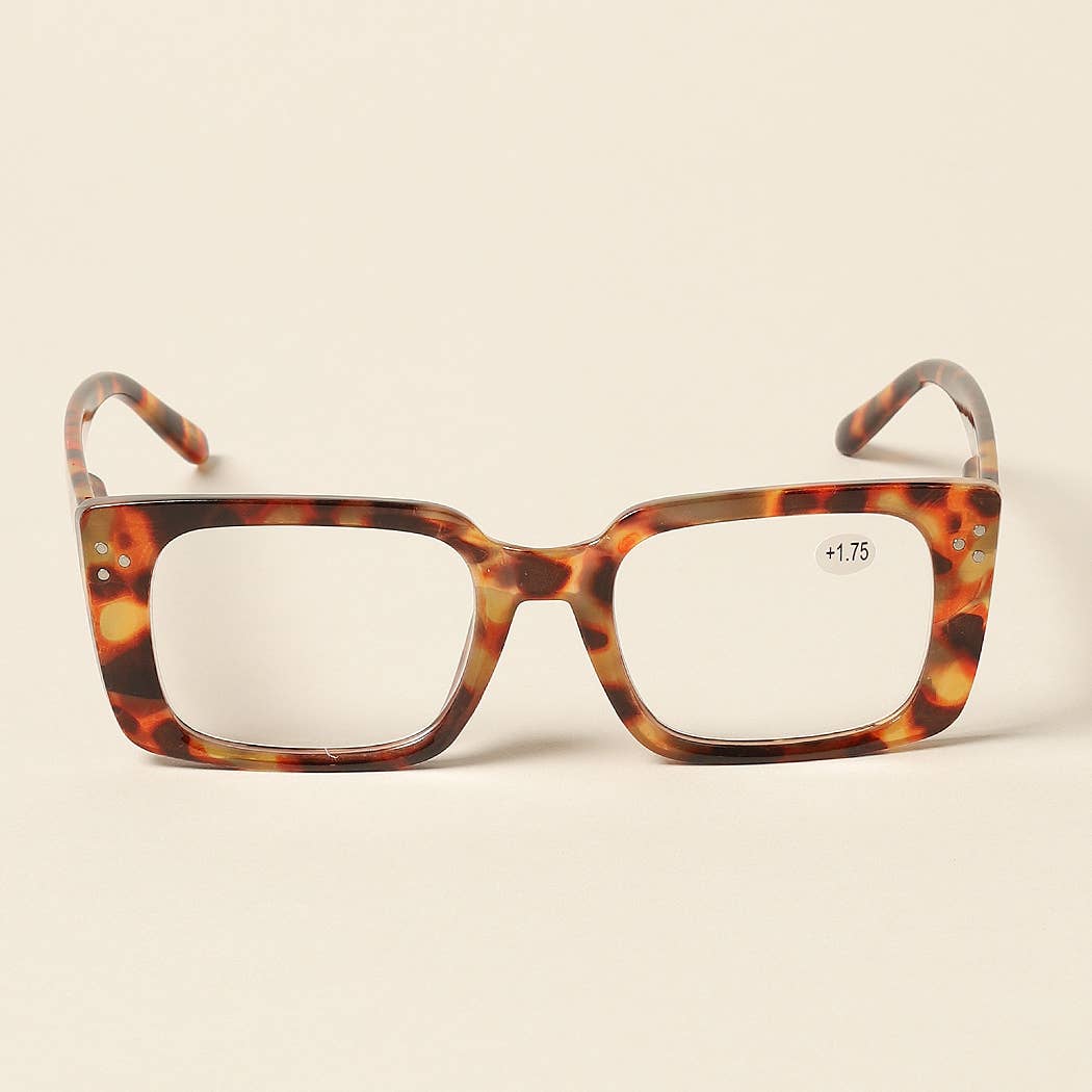  ASSORTED COLOR Women's Tortoise Rectangle Reading Glasses for wholesale on Faire8