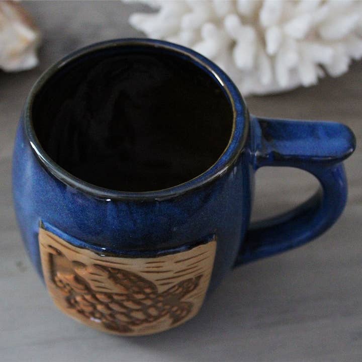 CB Home Collection - Wholesale Coffee Mug - Sea Turtle Blue Glazed Stoneware Mug2