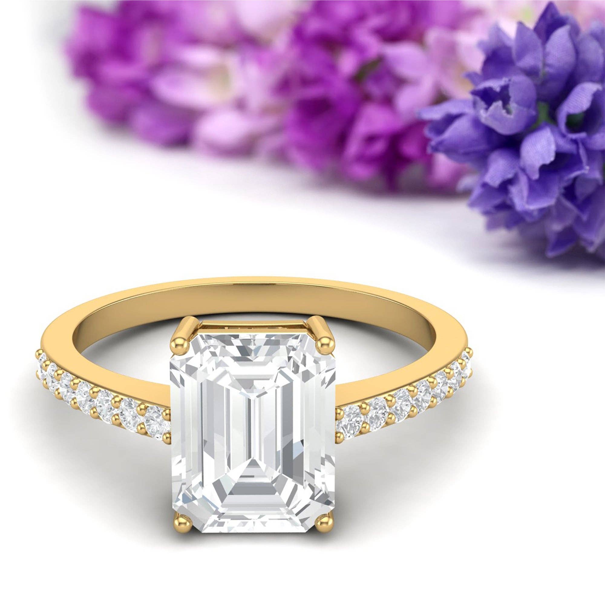 Yellow 2.75 Ctw Octagon Moissanite Diamond 925 Sterling Silver Ring for wholesale on Faire0