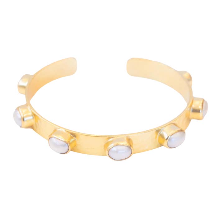 Rena Fixed Cuff (Freshwater Pearl) for wholesale by Gemajesty Jewellery