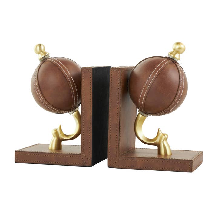 UMA Home Decor - Wholesale Bookend - Contemporary Brown Leather Bookends Set