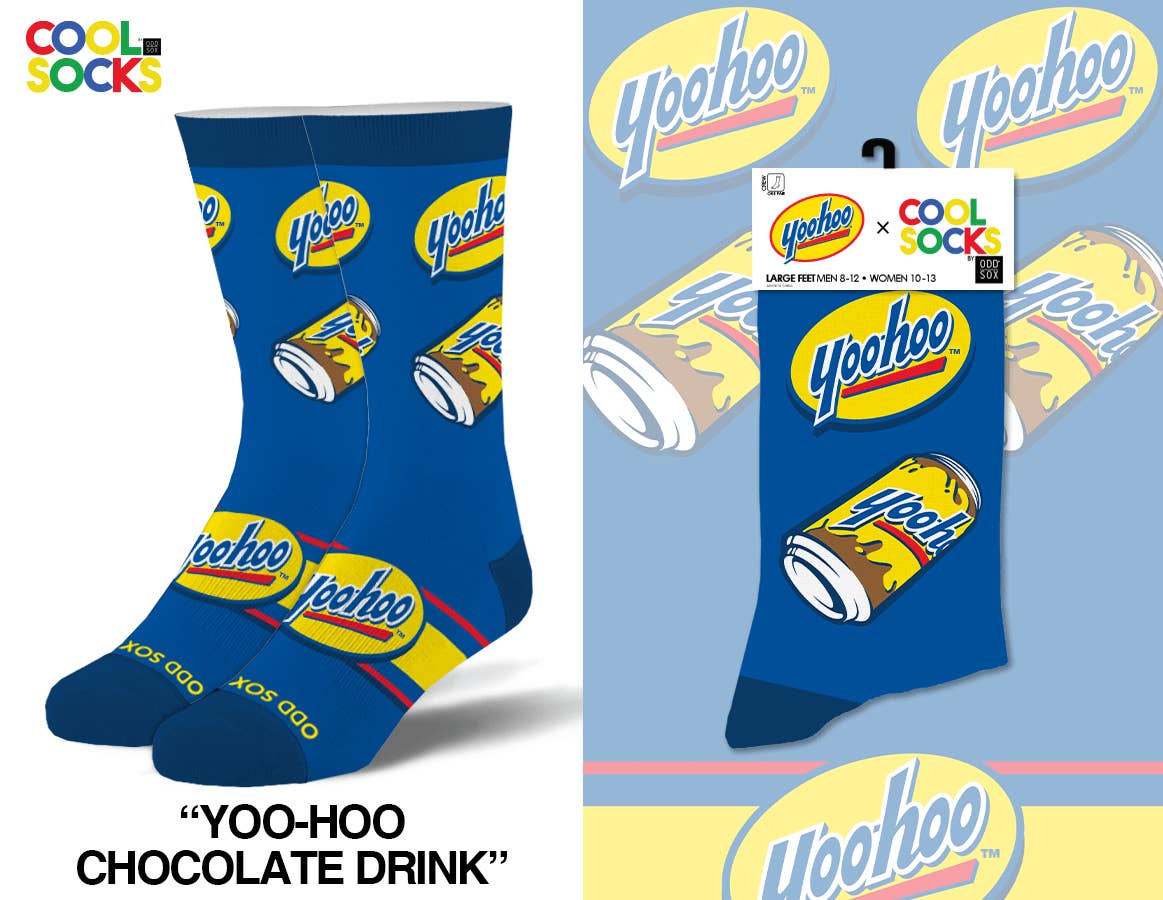 Cool Socks - Wholesale Socks - Unisex - Yoo Hoo Chocolate Drink - Mens Crew Folded