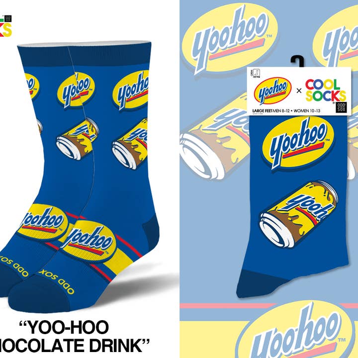 Cool Socks - Wholesale Socks - Unisex - Yoo Hoo Chocolate Drink - Mens Crew Folded0