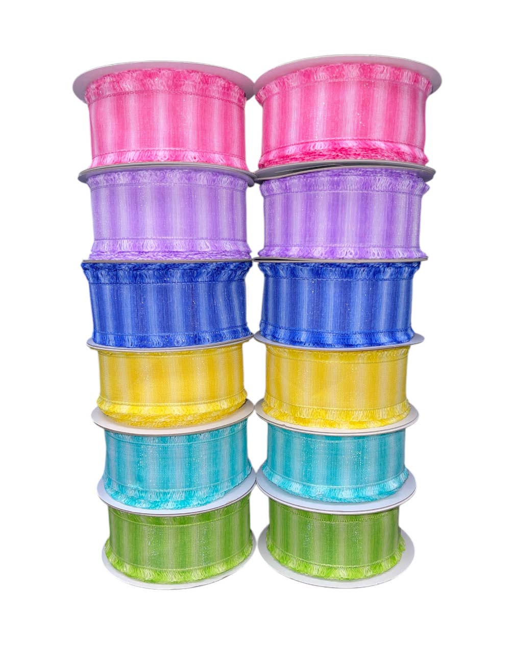 Thompson Wholesale - Vente Ruban – emballage cadeau - Ruban à Bordure Floue Rayé Bicolore 1,5" avec Fil -- Lot de 121