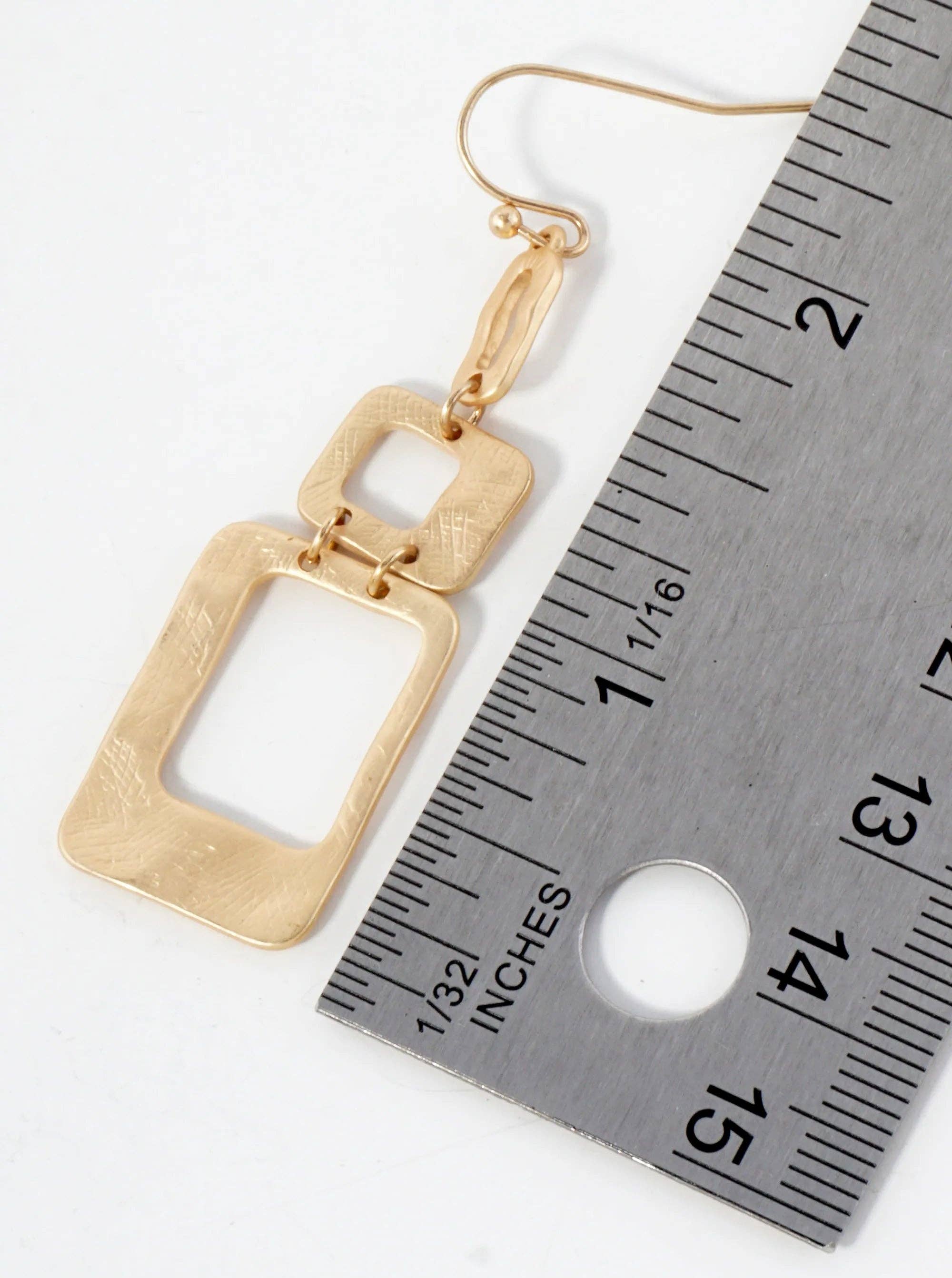 Wild Honey - Wholesale Dangle Earrings - Hand-Molded Geometric Metal Rectangle Oval Drop Dangle Earrings2