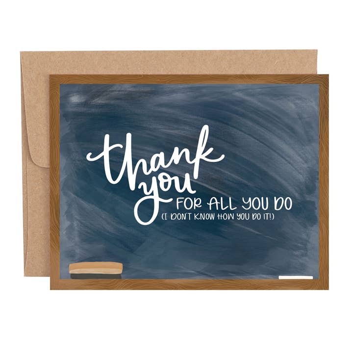 1canoe2 | One Canoe Two Paper Co. - Wholesale Teacher/Back-to-School Card - Chalkboard Teacher Appreciation Greeting Card