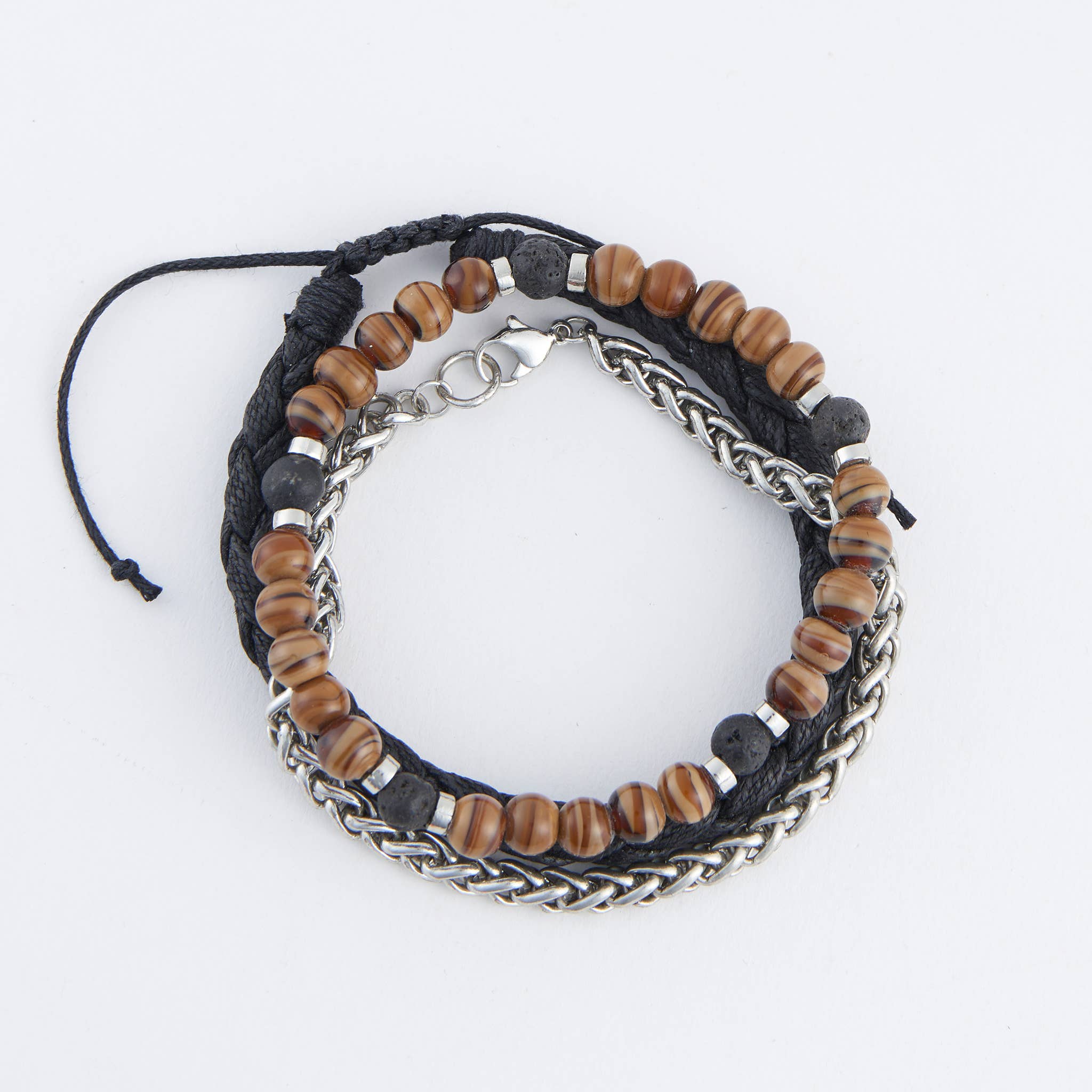 Elsie & Zoey - Wholesale Beaded Bracelet - Shiloh Unisex Beaded and Wheat Chain Bracelet Set8