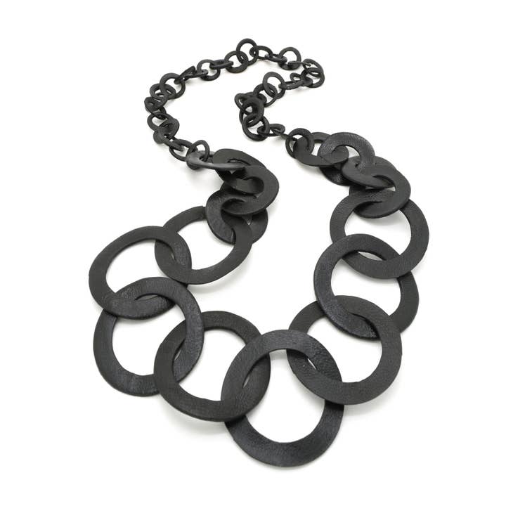 Nusantara Inc. - Wholesale Link & Chain Necklace - STUDIO 54 Leather Circle Necklace-9741610