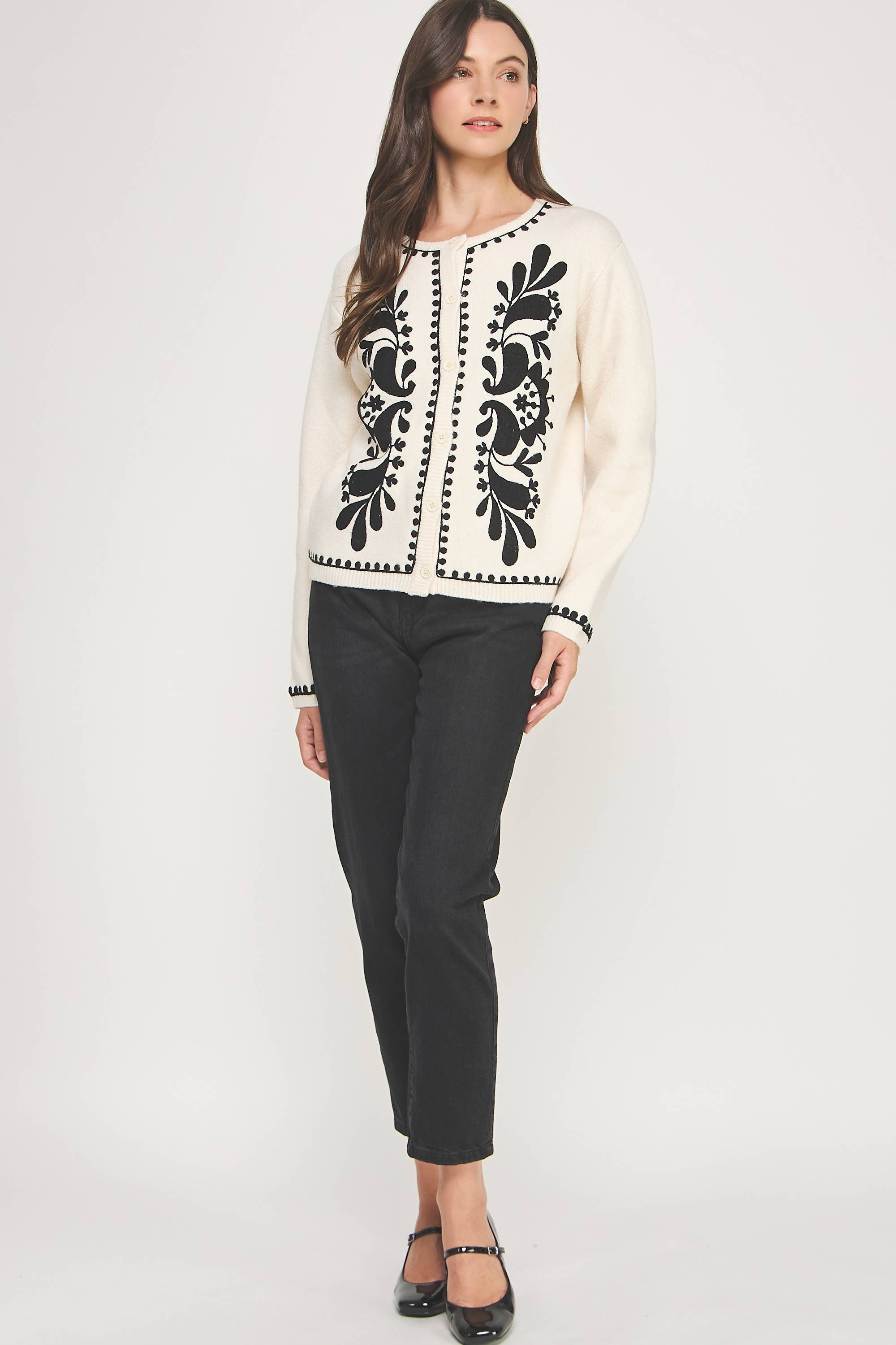 Strut & Bolt – wholesale Cardigan – Women’s – Embroidery Knitted Cardigan Sweater6