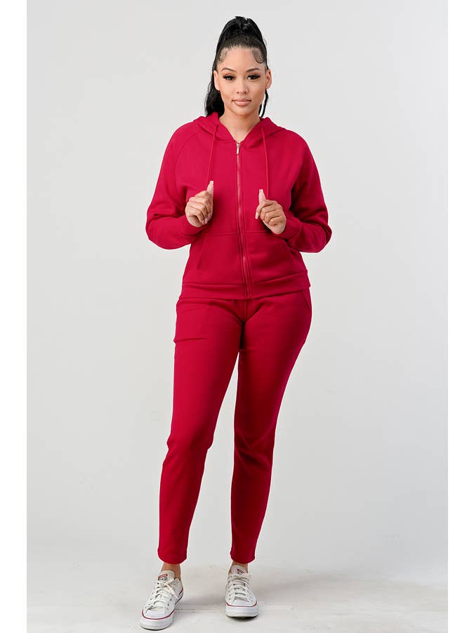 Lime All the Time - Wholesale Lounge Set - Women's - 2 Pcs Zipper Hoodie and Jogger Pants Set13