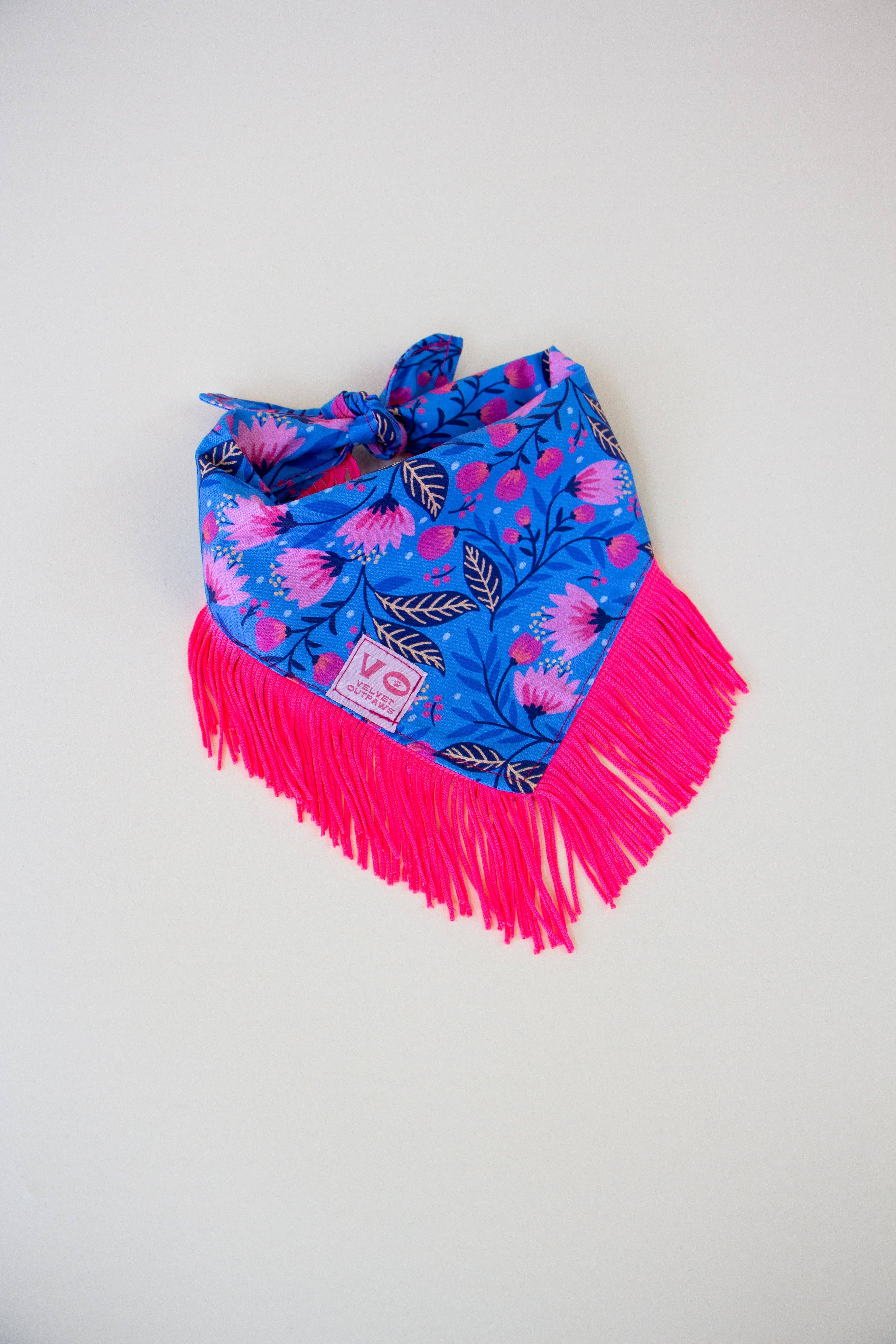 Velvet Outlaw - Wholesale Pet Bandana - Dog - Blooming Flower Fringe Pet Bandana0