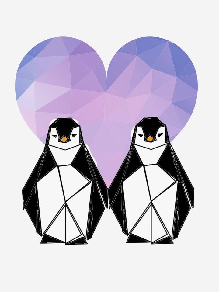 Polygon Penguin Greeting Card for wholesale by Akesonscreations