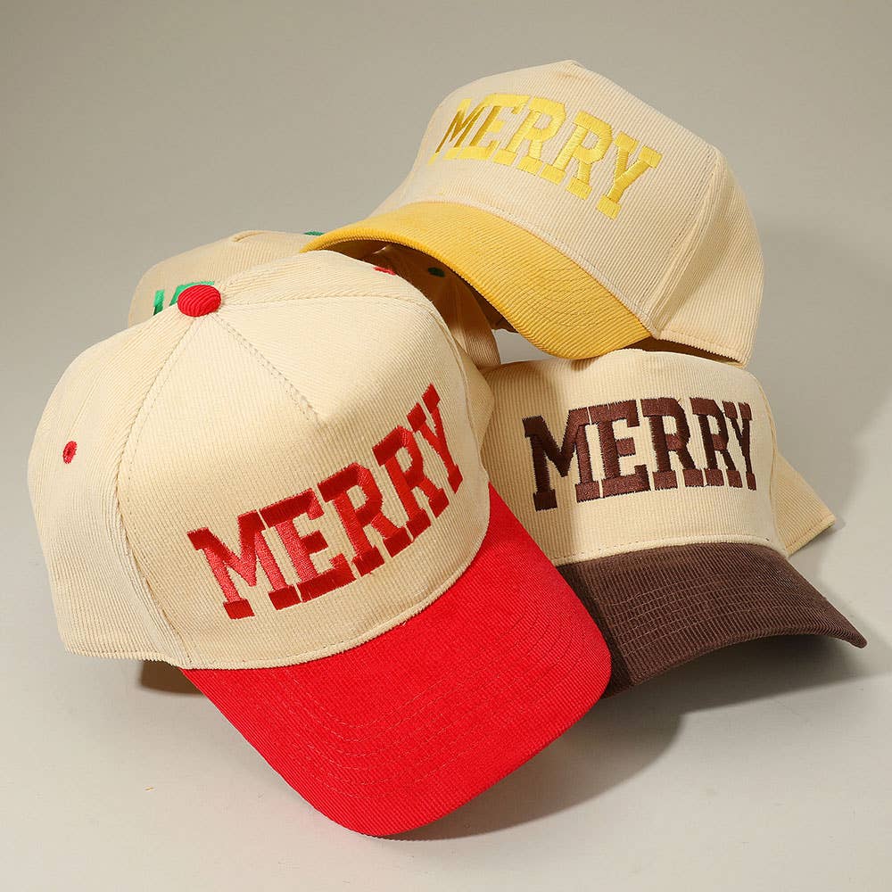 Sensibling Corp. - Wholesale Baseball Cap - Women's - MERRY Message Embroidered Corduroy Baseball Cap10