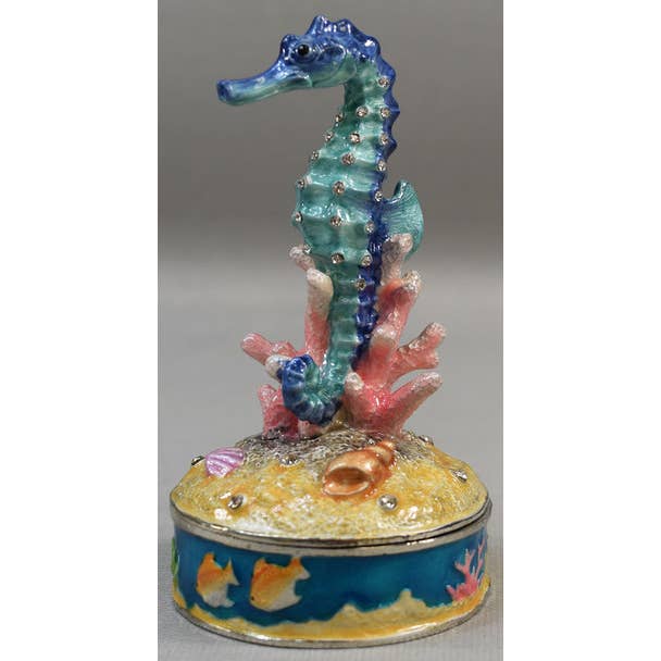 Scatola ingioiellata con cavalluccio marino 3 1/2" per la vendita all'ingrosso da parte di Sea Creations