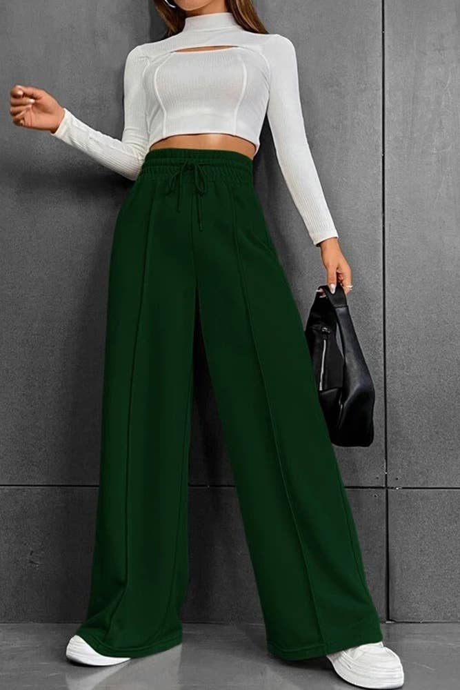 UNISHE - Wholesale Pants - Women's - Plain High Waist Wide Pants ZK6524