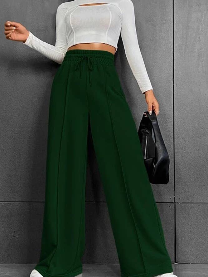 UNISHE - Wholesale Pants - Women's - Plain High Waist Wide Pants ZK6524