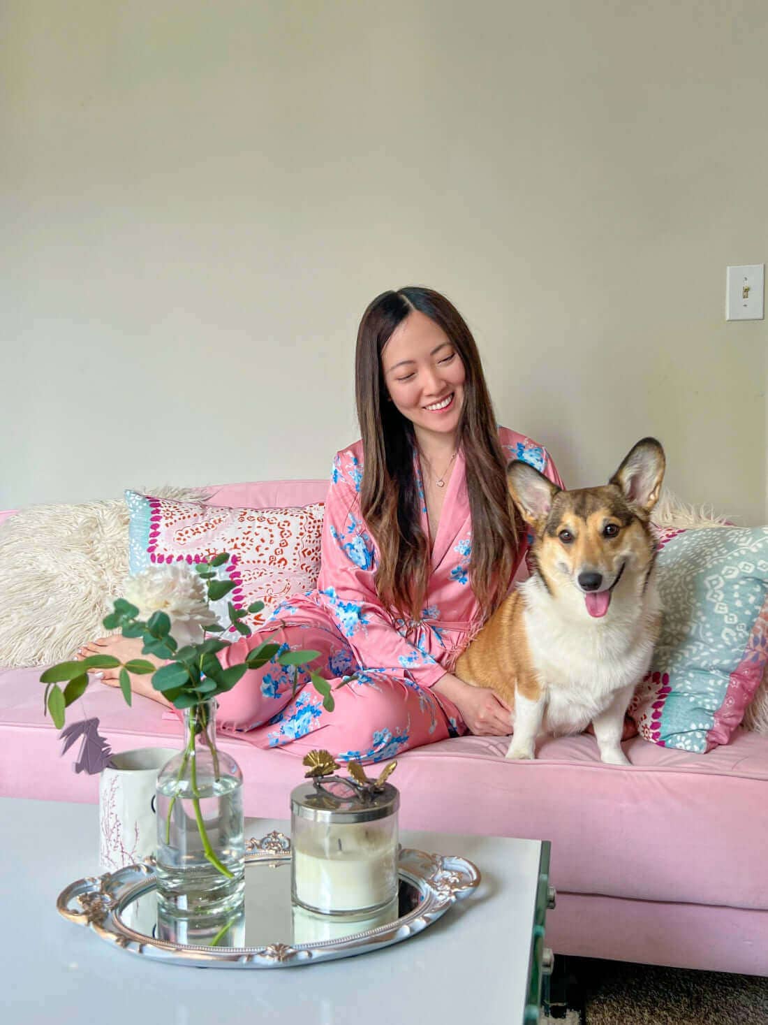 rose Ensemble de Pyjama à Fleurs 2 Pièces en vente sur Faire6