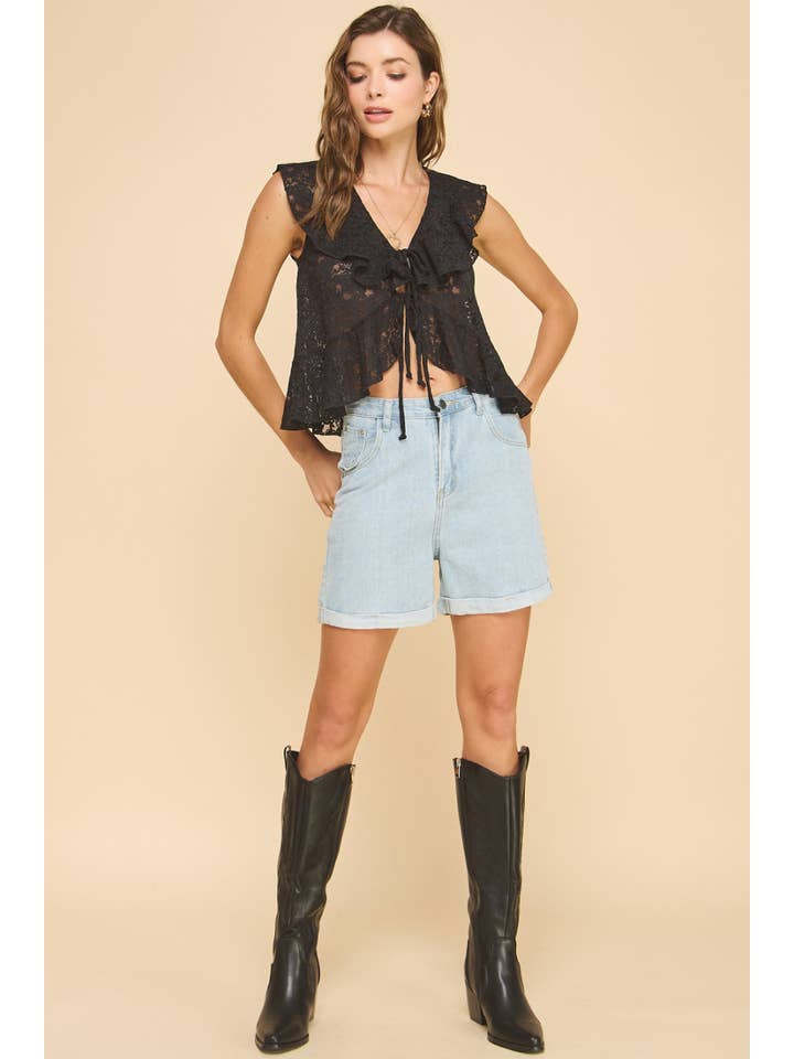 If She Loves - Wholesale Blouse - Women's - ISJ1405 Ruffled Lace Top Black12