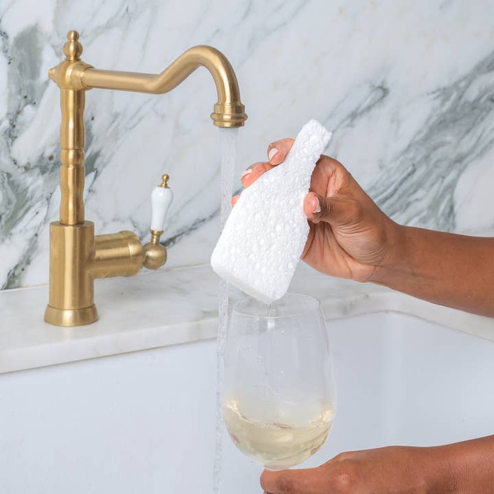 Wine Wash Co. - Wholesale Cleaning Sponge - Biodegradable Pop-Up Sponge 6 Pack - White