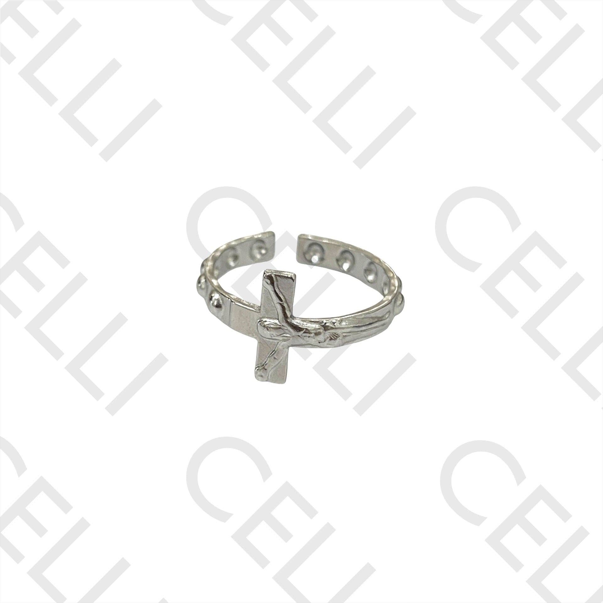 Celli Biju – wholesale Band/stacked ring – Steel Ring - cross3
