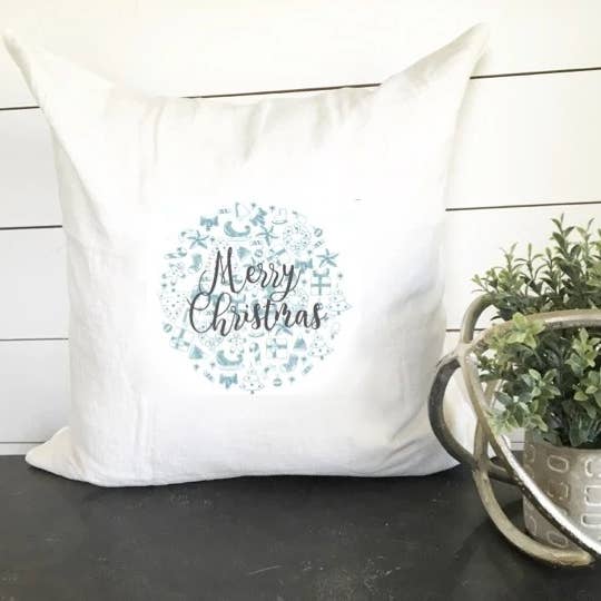 Blue God Jul Print Kuddfodral för wholesale av Design District Co