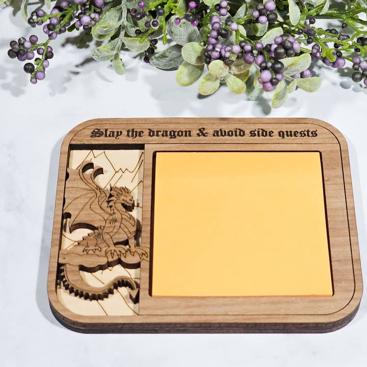 Dragon sticky note holder - Geeky desk accessories for wholesale by Jennifer Hughey