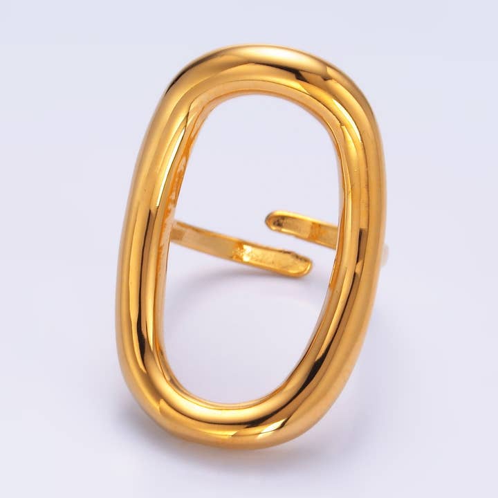 Anello Minimalista a Fascia Ovale Oblunga in Acciaio Inossidabile | O588 per la vendita all'ingrosso da parte di Aim Eternal