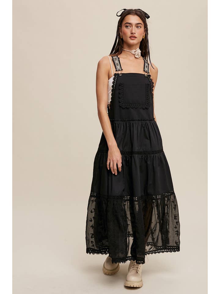 Sheer Trend - Wholesale Dress - Women's - Laced and Tiered Romanctic Overall Maxi Dress