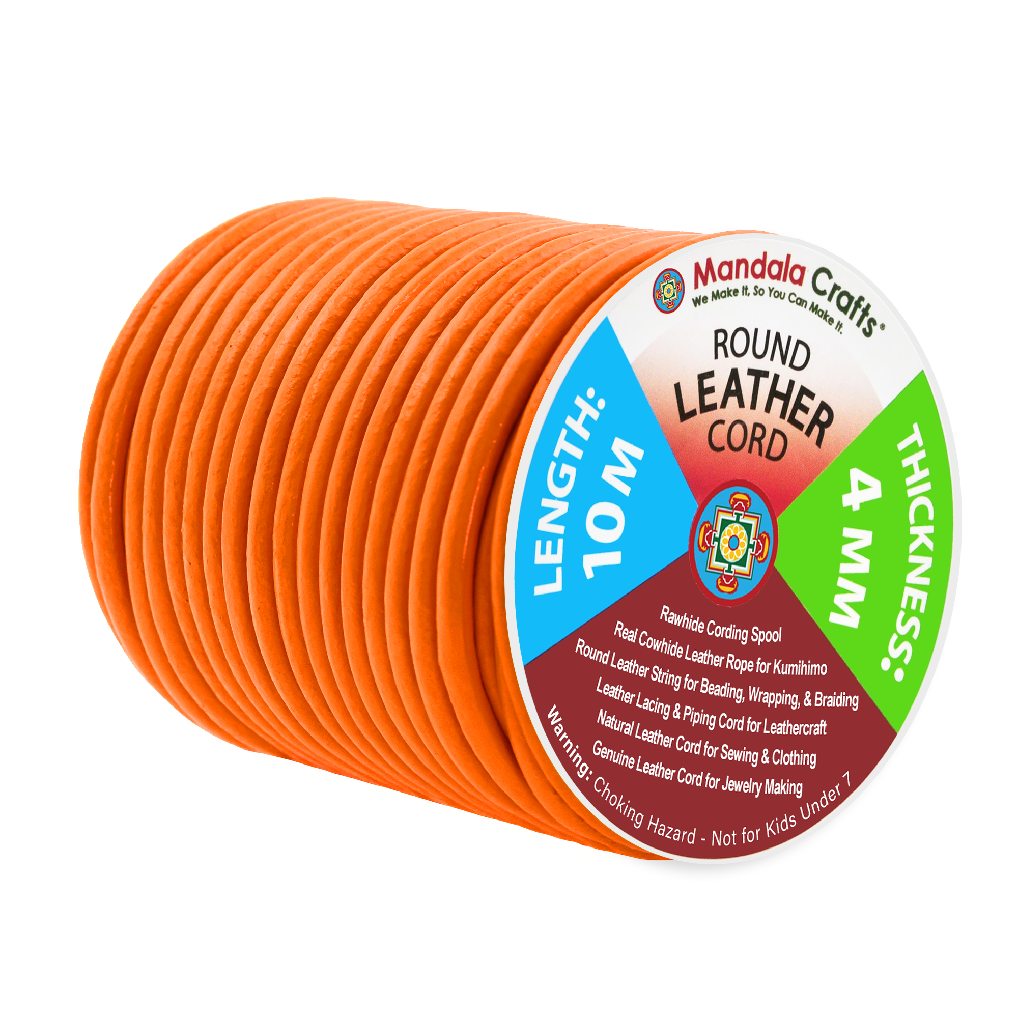 Mandala Crafts - Wholesale Craft Supplies - Mandala Crafts Round Cowhide Genuine Leather String Cord, Natural Rawhide Rope for Jewelry Making, Kumihimo Braiding, Shoelaces57