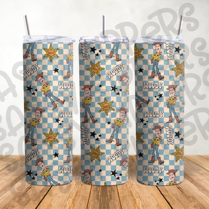 Woody Story of Toys Collage Tumbler for wholesale by K. I. Designs