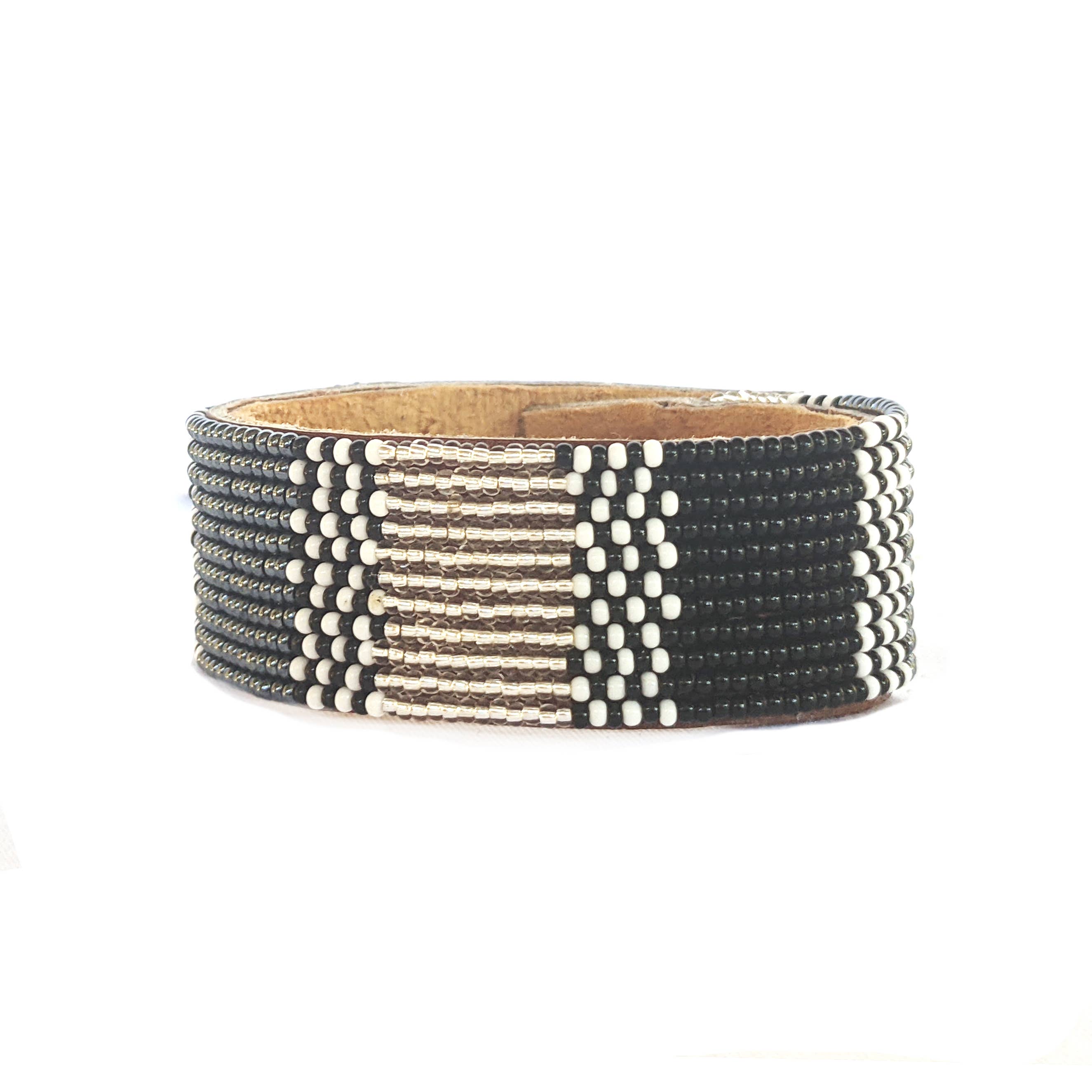 Swahili Coast - Wholesale Bangle Bracelet - Medium Atlas Twilight Beaded Leather Cuff