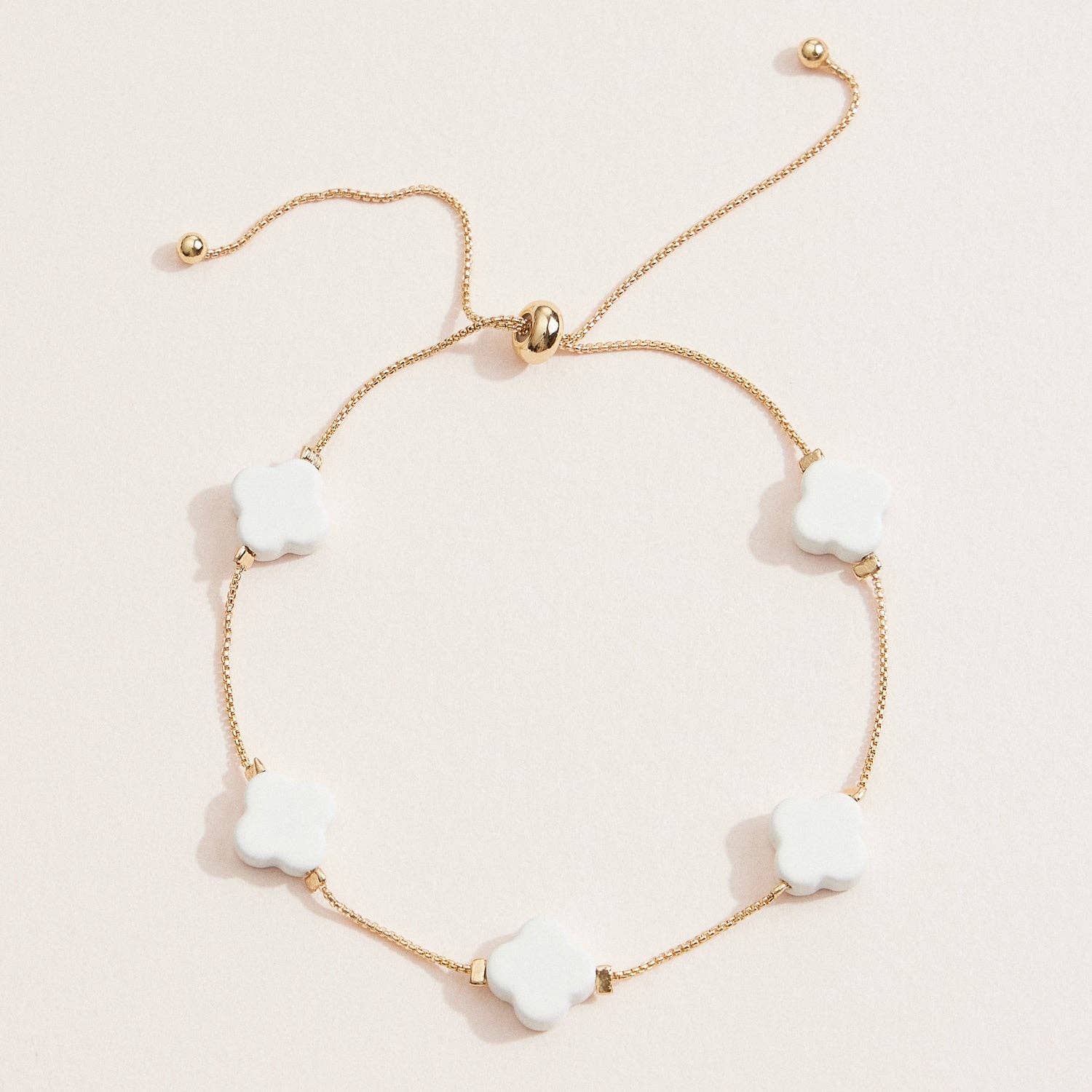 Lilla Haven - Wholesale Charm/Dangle Bracelet - Adjustable Four-Leaf Clover Charm Bracelet – Delicate Chain with Vibrant Clover Accents in Red, White, Black, or Pink2