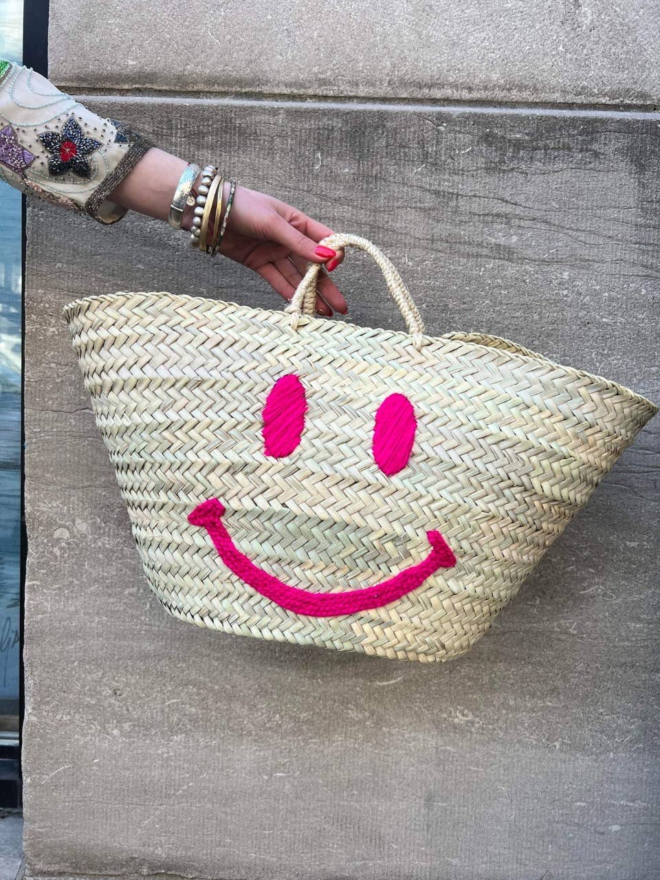 MIRAMAR Store - Wholesale Beach Bag - SMILE Straw Tote Bag 2