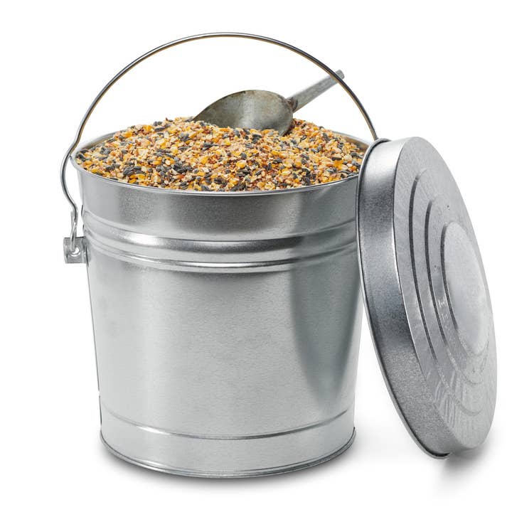 Galvanized Steel Locking Lid Seed Can with Lid - 6 Gallon for wholesale by Birds Choice