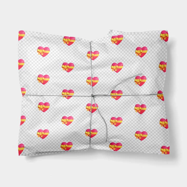 Heart with Bow Emoji Gift Wrap for wholesale by The Design Craft