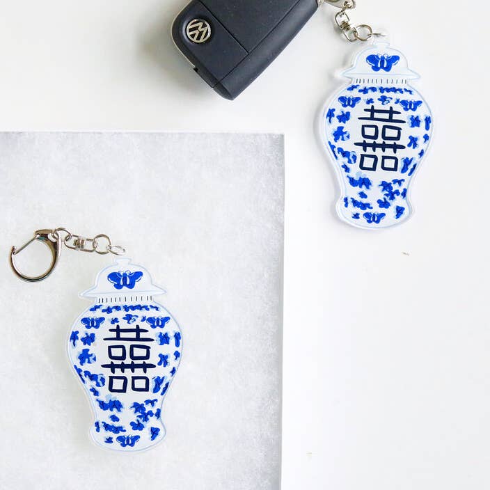 Portachiavi doppio Jar Happiness per la vendita all'ingrosso da parte di Stylin Brunette & Troop Mahjong